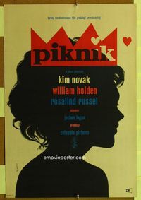 1o663 PICNIC Polish 23x33 movie poster '56 sexy Kim Novak silhouette art by Swierzy!