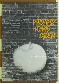 1o664 POJDZIESZ PONAD SADEM Polish 23x33 '74 Waldemar Podgorski, cool Marcin Mroszczak apple art!