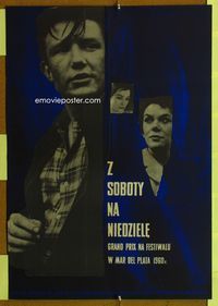 1o672 SATURDAY NIGHT & SUNDAY MORNING Polish 23x32 poster '61 artwork of Albert Finney by I. Bowen!