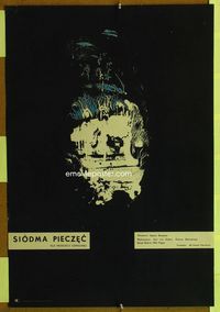 1o676 SEVENTH SEAL Polish 23x33 '57 Ingmar Bergman's Det Sjunde Inseglet, bizarre surreal artwork!