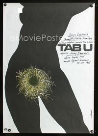 1o589 TABU Polish movie poster '87 great erotic Andrzej Pagowski art of naked woman silhouette!