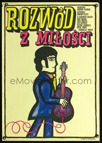 1o683 TANULMANY A NOKROL Polish 23x33 poster '67 cool art of man with guitar by Andrzej Krajewski!
