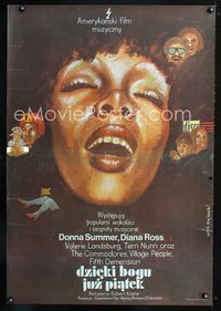 1o591 THANK GOD IT'S FRIDAY Polish movie poster '78 great artwork of Donna Summer by Lech Majewski!