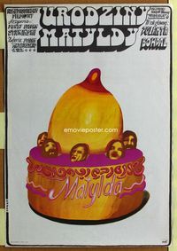 1o689 URODZINY MATYLDY Polish 23x33 '74 Matilda's Birthday, wild erotic cake art by Jan Sawka!