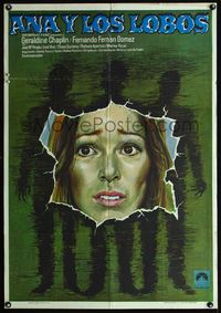 1o275 ANA Y LOS LOBOS Spanish poster '73 really cool artwork of Geraldine Chaplin by Mac Gomez!