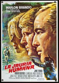 1o278 CHASE Spanish poster R70s cool different art of Marlon Brando, Jane Fonda & Robert Redford!