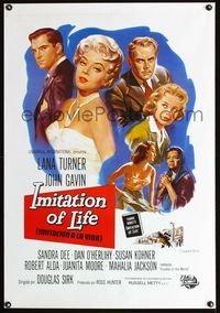 1o284 IMITATION OF LIFE Spanish poster R90s different art of Lana Turner, John Gavin & Sandra Dee!