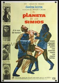 1o289 PLANET OF THE APES Spanish movie poster R84 art of Charlton Heston captured in net by Michel!