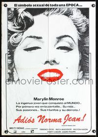 1o185 GOODBYE NORMA JEAN Venezuelan '76 Misty Rowe, great close up art of sexiest Marilyn Monroe!