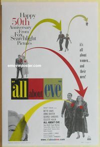 1p015 ALL ABOUT EVE DS one-sheet movie poster R00 Bette Davis & Anne Baxter, Marilyn Monroe shown!