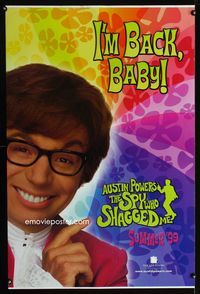 1p029 AUSTIN POWERS: THE SPY WHO SHAGGED ME DS teaser one-sheet movie poster '99 Mike Myers