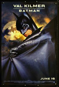 1p038 BATMAN FOREVER advance Batman style one-sheet movie poster '95 Val Kilmer, Nicole Kidman