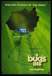 1p062 BUG'S LIFE DS advance one-sheet movie poster '98 Walt Disney, Pixar CG cartoon!