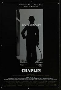 1p073 CHAPLIN one-sheet movie poster '92 great silhouette image of Robert Downey Jr. as Charlie!