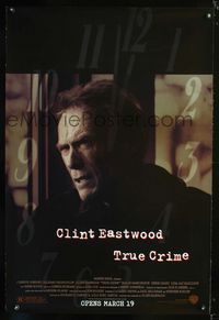 1p391 TRUE CRIME advance one-sheet movie poster '99 great close up of detective Clint Eastwood!