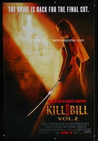 1p166 KILL BILL: VOL. 2 DS advance one-sheet movie poster '04 Thurman, Tarantino