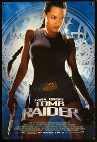 1p171 LARA CROFT TOMB RAIDER DS advance one-sheet '01 sexy Angelina Jolie, from popular video game!