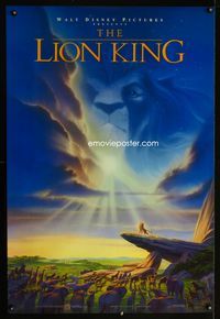 1p180 LION KING one-sheet movie poster '94 classic Walt Disney Africa jungle cartoon!