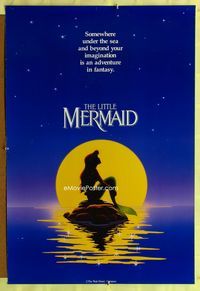 1p183 LITTLE MERMAID DS teaser one-sheet movie poster '89 Ariel & cast, Disney underwater cartoon!