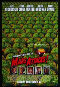 1p201 MARS ATTACKS! DS advance one-sheet movie poster '96 Jack Nicholson, Tim Burton