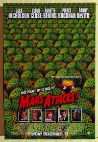 1p200 MARS ATTACKS! advance one-sheet '96 Jack Nicholson, Tim Burton Glenn Close, Danny Devito