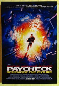 1p247 PAYCHECK DS advance one-sheet movie poster '03 John Woo, Ben Affleck, Uma Thurman