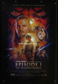 1p249 PHANTOM MENACE DS style B one-sheet poster '99 Star Wars Episode I, Liam Neeson, Ewan McGregor