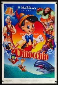 1p256 PINOCCHIO DS one-sheet movie poster R92 Walt Disney classic cartoon!