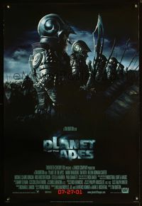 1p257 PLANET OF THE APES DS Advance B one-sheet movie poster '01 Tim Burton, Mark Wahlberg, Tim Roth