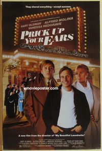 1p272 PRICK UP YOUR EARS one-sheet movie poster '87 Gary Oldman, Vanessa Redgrave, Alfred Molina