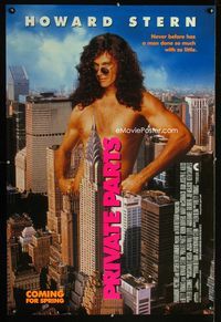 1p273 PRIVATE PARTS advance one-sheet movie poster '96 Howard Stern, Robin Quivers, Mary McCormack