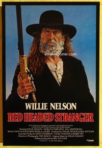 1p285 RED-HEADED STRANGER one-sheet '86 great art of Willie Nelson w/gun, Morgan Fairchild, western