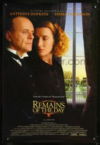 1p287 REMAINS OF THE DAY DS one-sheet movie poster '93 Anthony Hopkins, James Fox, Christopher Reeve