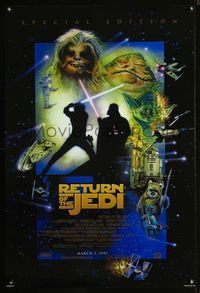 1p289 RETURN OF THE JEDI DS Advance D one-sheet R97 George Lucas classic, Mark Hamill, Harrison Ford