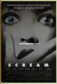1p311 SCREAM one-sheet movie poster '96 Wes Craven, Neve Campbell