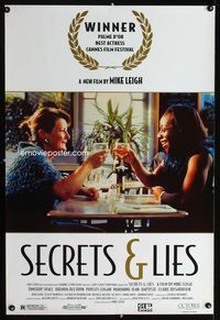 1p313 SECRETS & LIES heavy stock one-sheet poster '96 Mike Leigh, Timothy Spall, Brenda Blethyn