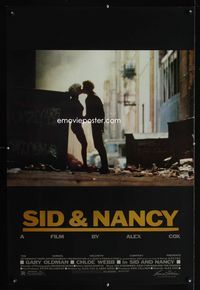 1p326 SID & NANCY foil title 1sheet '86 Gary Oldman as Sid Vicious, Chloe Webb as Nancy, punk rock!