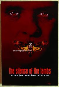 1p331 SILENCE OF THE LAMBS DS style B teaser one-sheet '90 Anthony Hopkins as Hannibal Lecter!
