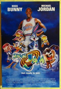 1p343 SPACE JAM int'l one-sheet movie poster '96 Michael Jordan, Bugs Bunny!