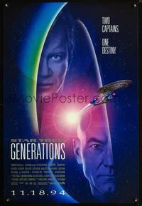 1p351 STAR TREK: GENERATIONS DS int'l advance 1sh '94 Patrick Stewart as Picard, William Shatner as Kirk!