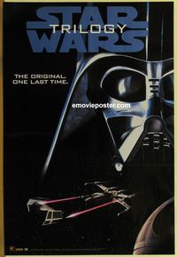 1p354 STAR WARS TRILOGY video 1sh poster '95 George Lucas great Darth Vader image!