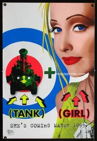1p368 TANK GIRL teaser one-sheet movie poster '95 comic strip hero Lori Petty, cool artwork!