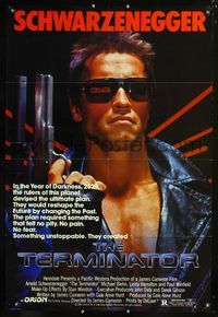 1p371 TERMINATOR one-sheet movie poster '84 most classic cyborg Arnold Schwarzenegger!