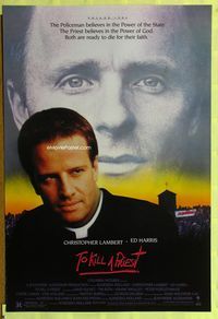 1p381 TO KILL A PRIEST one-sheet movie poster '88 Christopher Lambert, Ed Harris