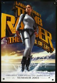 1p383 TOMB RAIDER THE CRADLE OF LIFE DS teaser 1sh '03 sexy Angelina Jolie in spandex, Gerard Butler