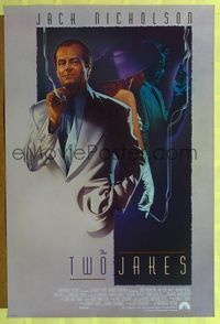 1p396 TWO JAKES DS one-sheet poster '90 really cool art of smoking Jack Nicholson by Rodriguez!
