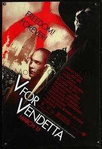 1p404 V FOR VENDETTA DS advance one-sheet poster '05 Wachowski Bros, Natalie Portman, Hugo Weaving