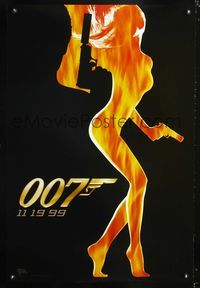 1p426 WORLD IS NOT ENOUGH DS teaser one-sheet '99 Pierce Brosnan as James Bond, Sophie Marceau