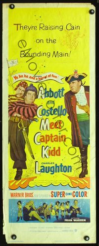 1q014 ABBOTT & COSTELLO MEET CAPTAIN KIDD insert poster '53 pirates Bud & Lou, Charles Laughton!
