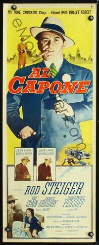 1q021 AL CAPONE insert movie poster '59 great image of Rod Steiger as the most notorious gangster!